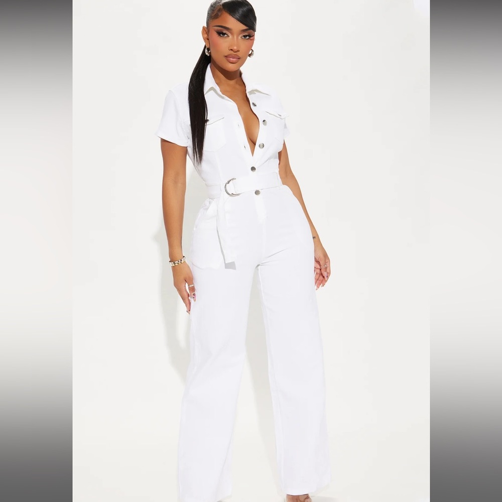 White Denim Jumpsuit